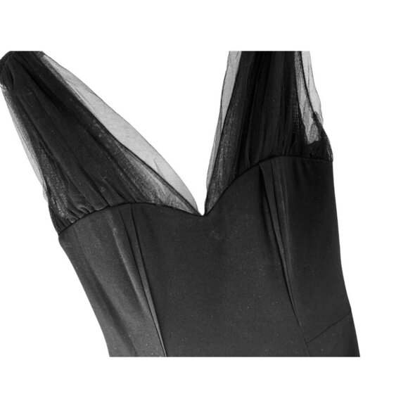 PAULE KA Evening Gown Elegant Black Sleeveless Dress V-Neck & Bow Detail - Picture 12 of 15